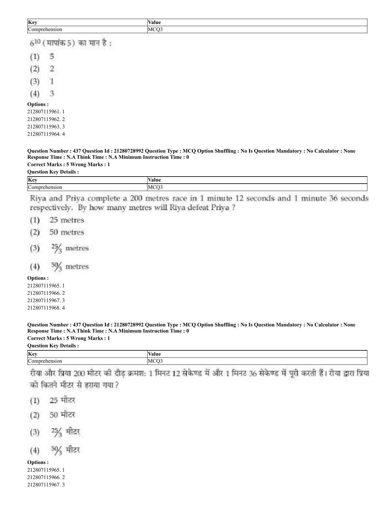 CUET 2023 Domestic Shift 3 Question Paper - 17 June 2023 - Page 434