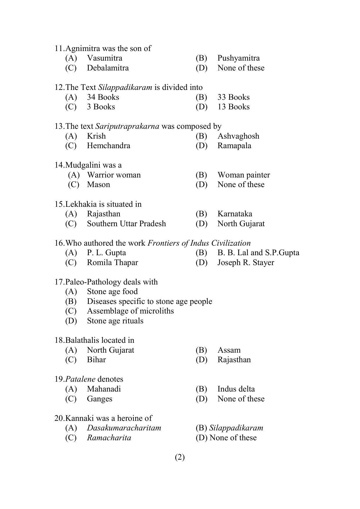 PU MPET Ancient Indian History & Archeology 2022 Question Papers - Page 2
