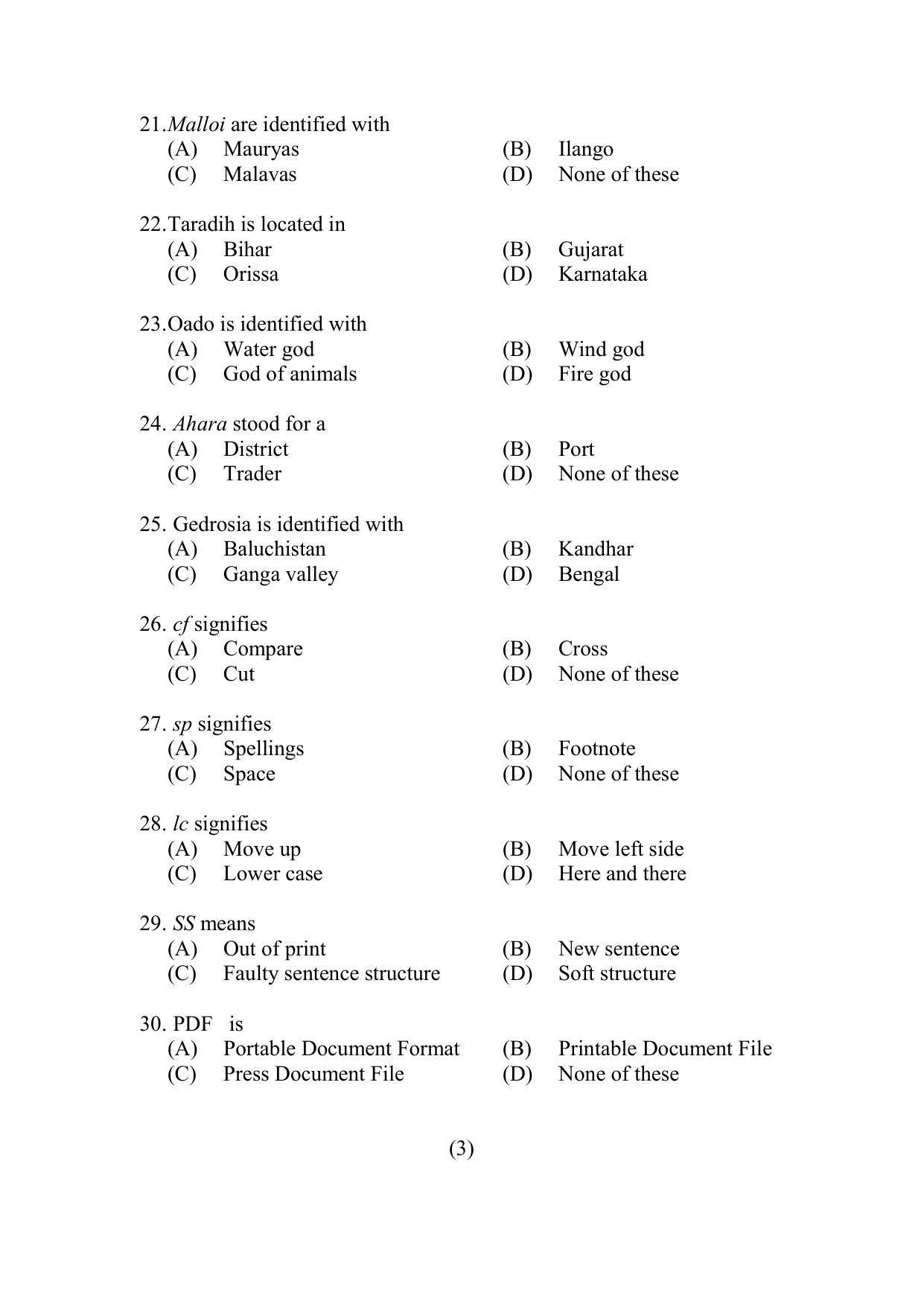 PU MPET Ancient Indian History & Archeology 2022 Question Papers - Page 3