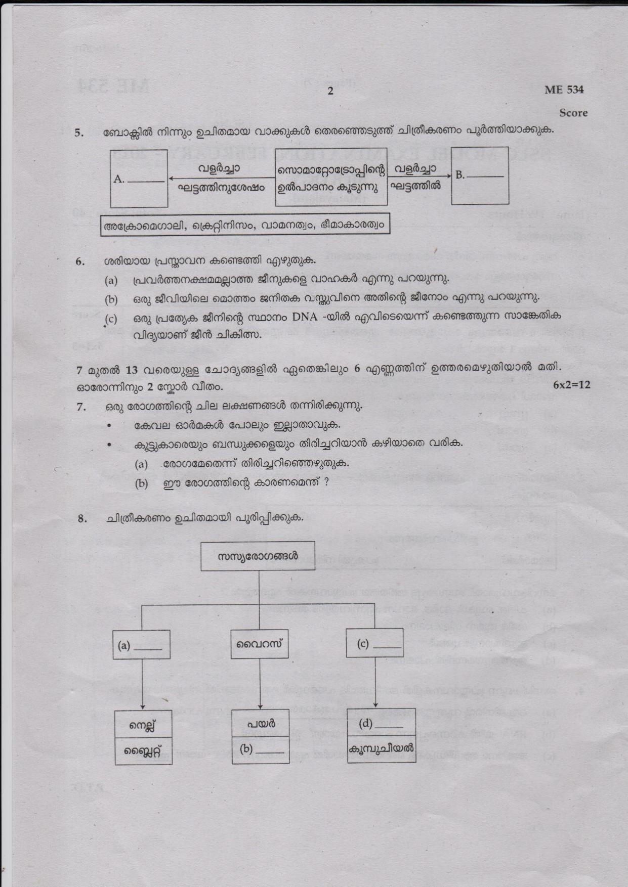 Kerala SSLC 2018  Biology Question Paper (MM) (Model) - Page 2