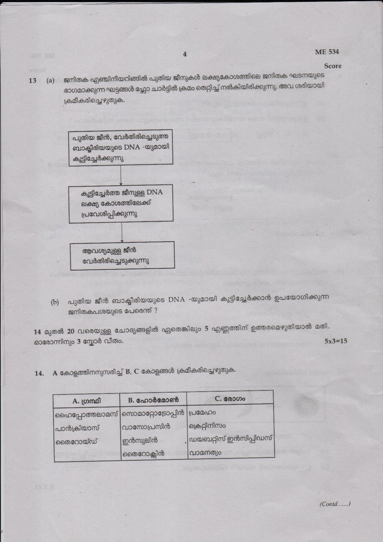 Kerala SSLC 2018  Biology Question Paper (MM) (Model) - Page 4
