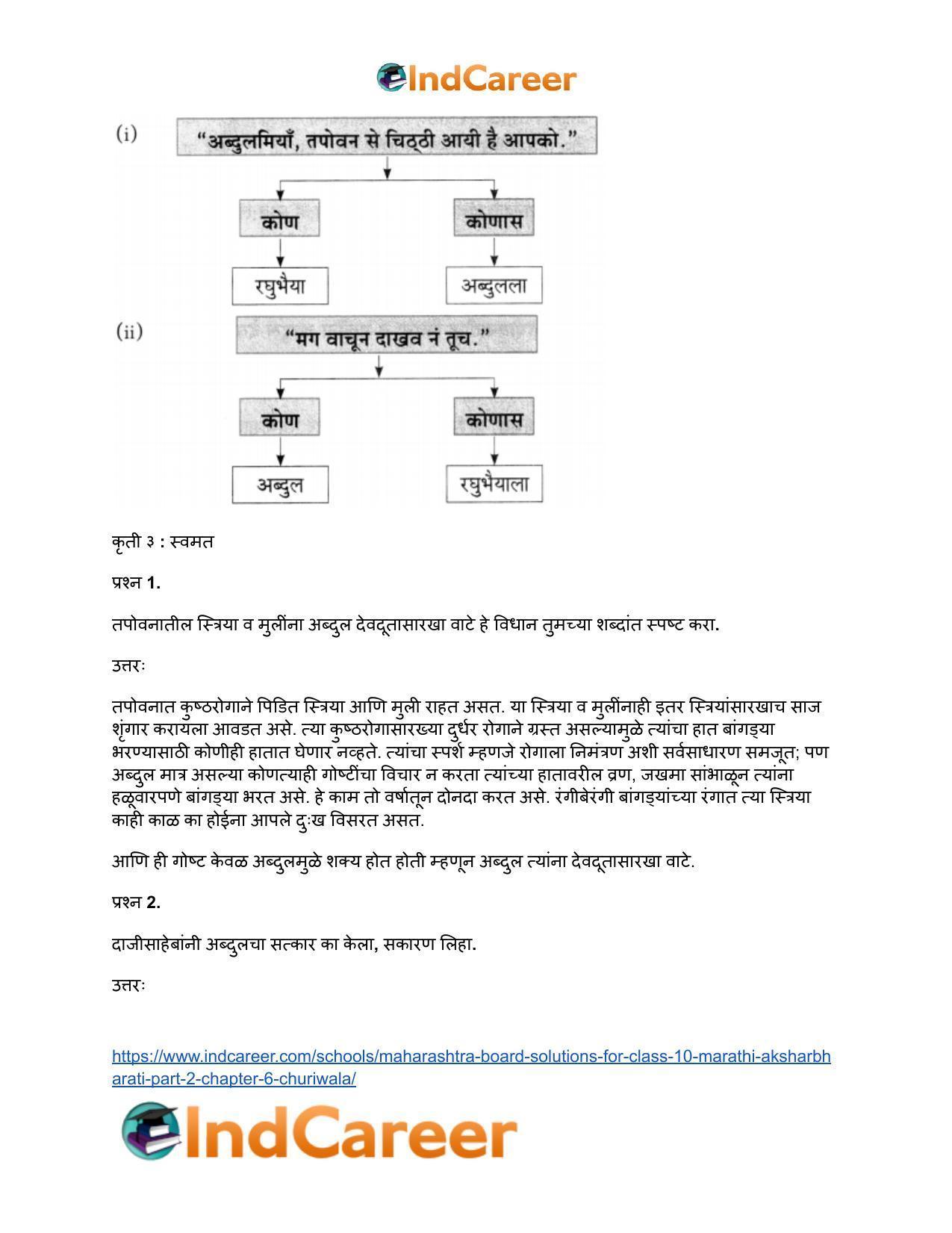Maharashtra Board Solutions for Class 10- Marathi Aksharbharati (Part- 2): Chapter 6- चुडीवाला - Page 15