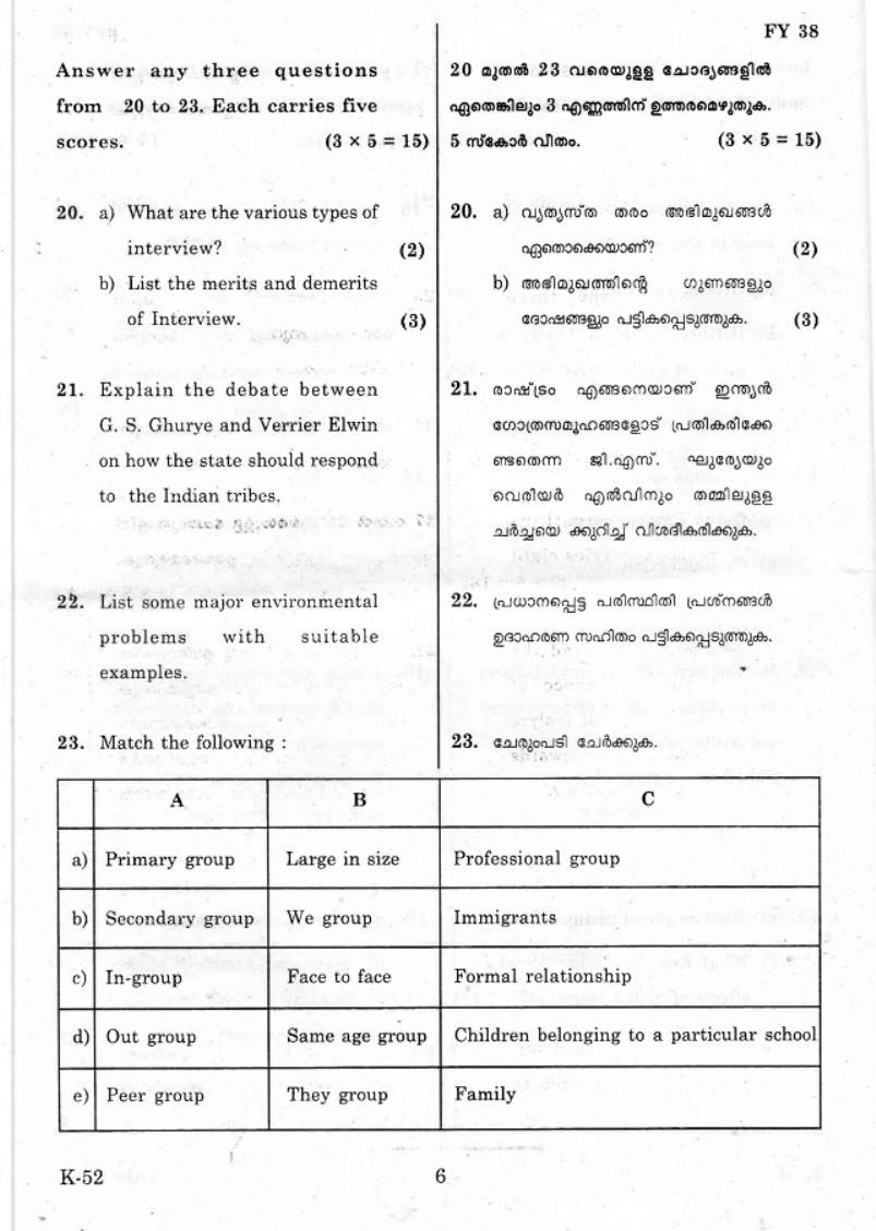 Kerala Plus One 2019 SOCIOLOGY Question Papers - Page 5