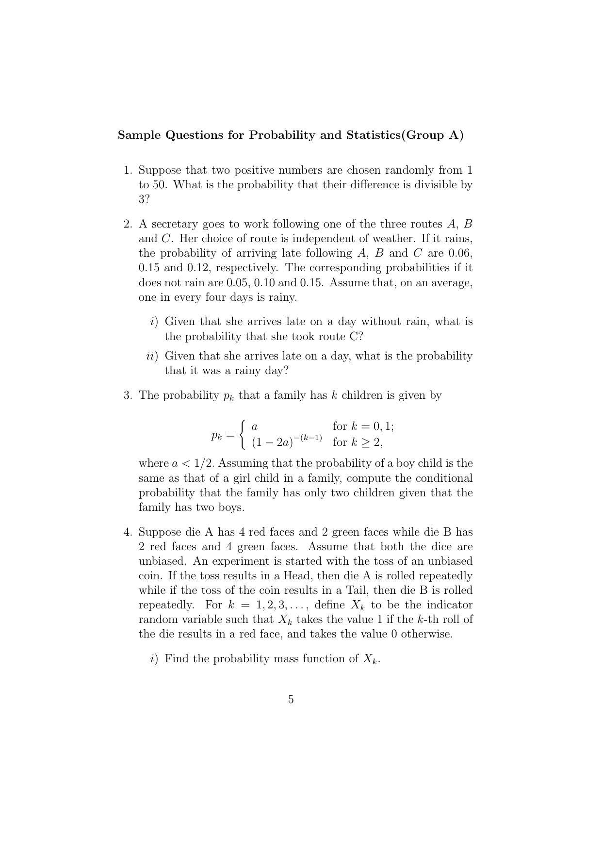 ISI Admission Test JRF in Quality, Reliability and Operations Research QRB 2015 Sample Paper - Page 5