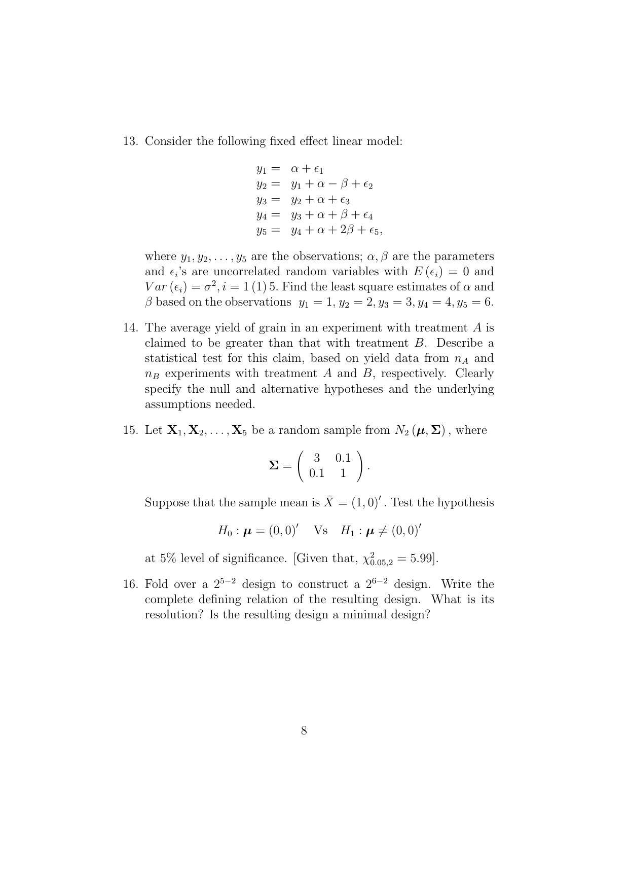 ISI Admission Test JRF in Quality, Reliability and Operations Research QRB 2015 Sample Paper - Page 8