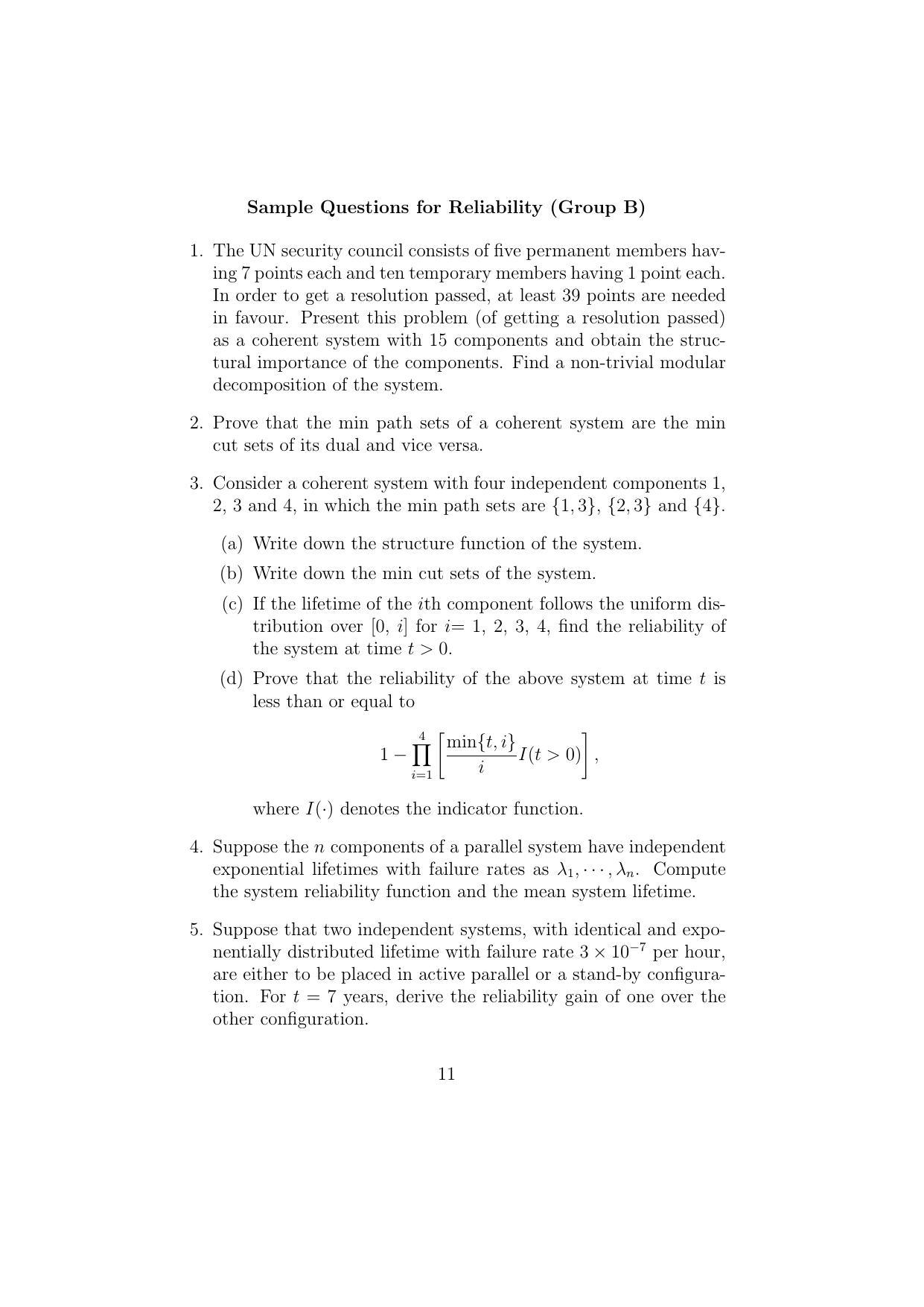ISI Admission Test JRF in Quality, Reliability and Operations Research QRB 2015 Sample Paper - Page 11