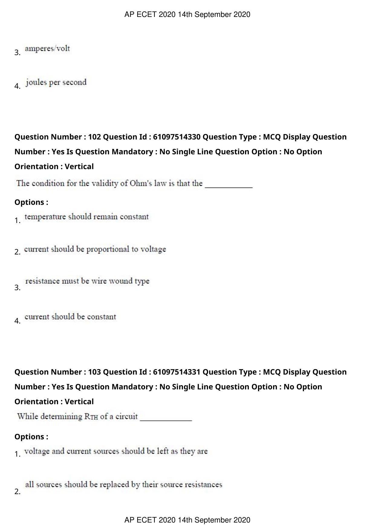 AP ECET 2020 - Electronics and Instrumentation Engineering (Preview) Question Paper With Preliminary Keys - Page 56