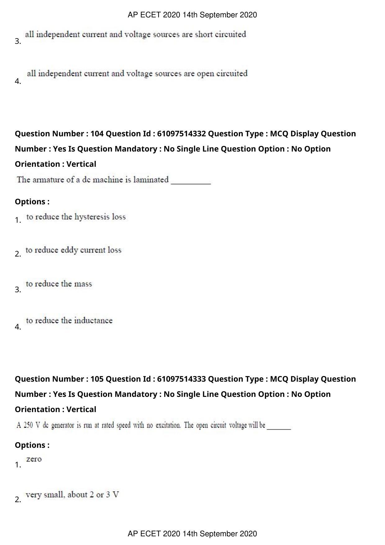 AP ECET 2020 - Electronics and Instrumentation Engineering (Preview) Question Paper With Preliminary Keys - Page 57