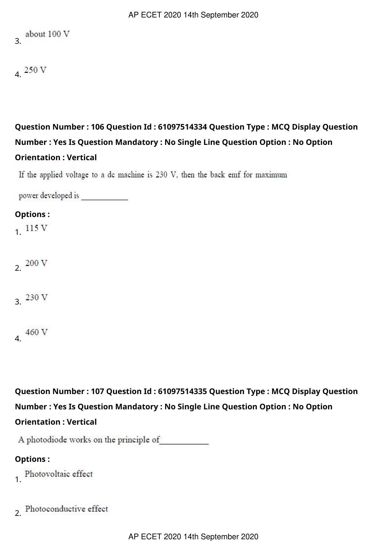 AP ECET 2020 - Electronics and Instrumentation Engineering (Preview) Question Paper With Preliminary Keys - Page 58