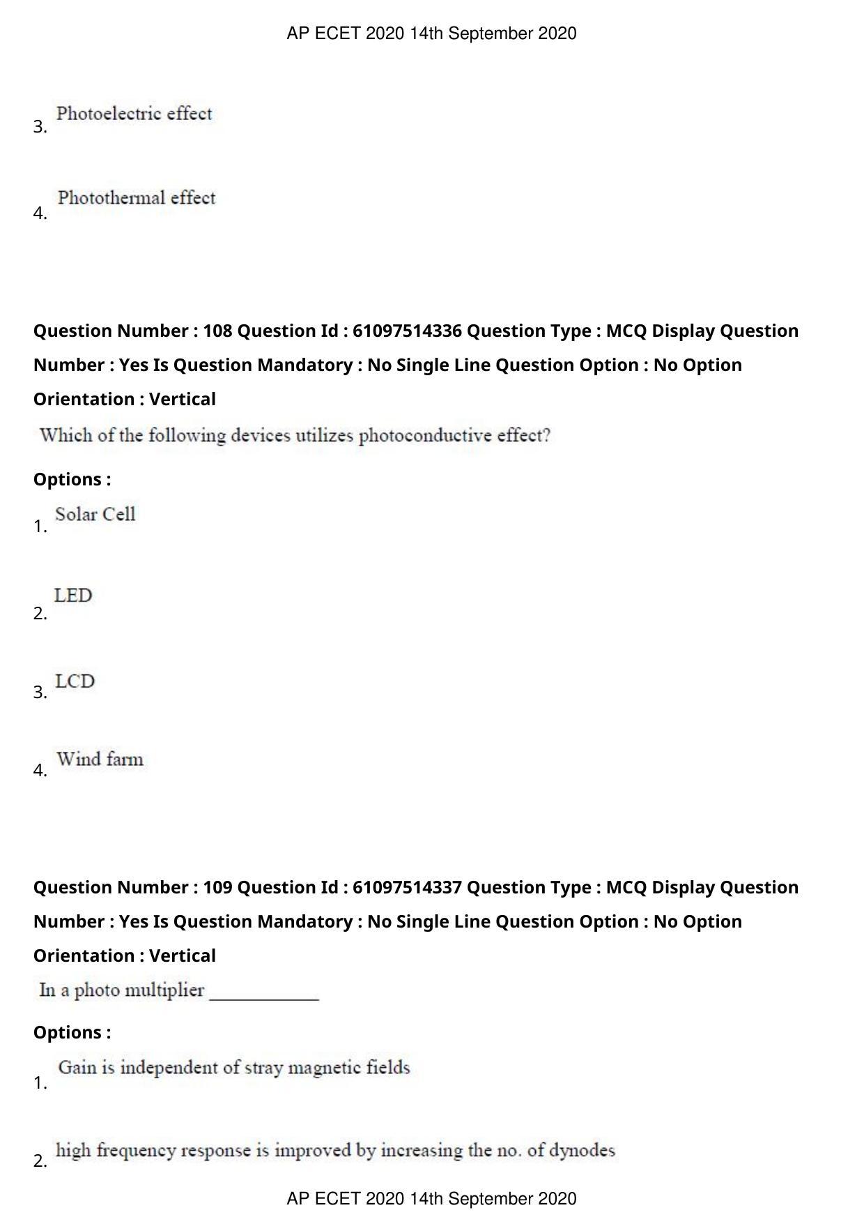 AP ECET 2020 - Electronics and Instrumentation Engineering (Preview) Question Paper With Preliminary Keys - Page 59