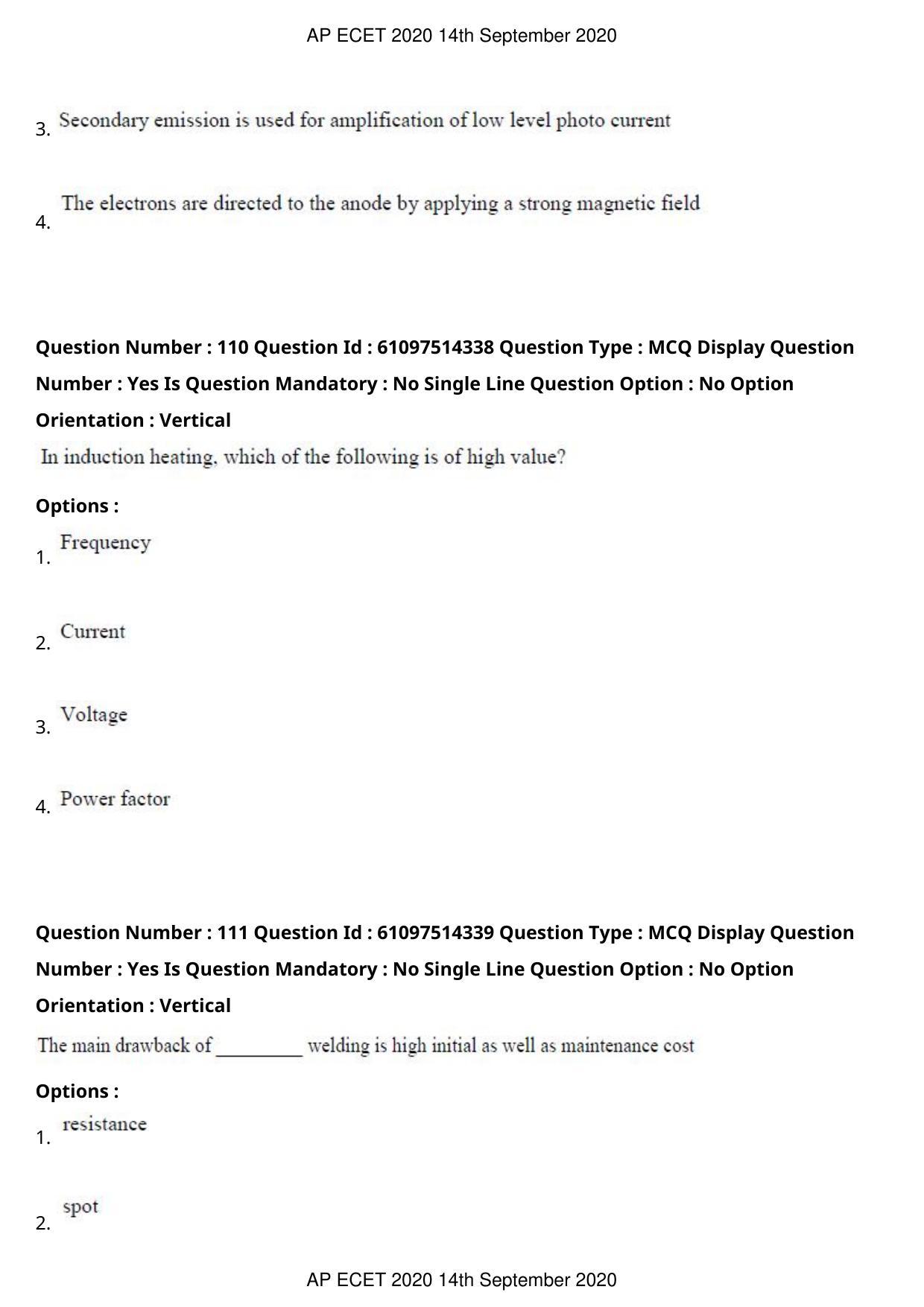 AP ECET 2020 - Electronics and Instrumentation Engineering (Preview) Question Paper With Preliminary Keys - Page 60