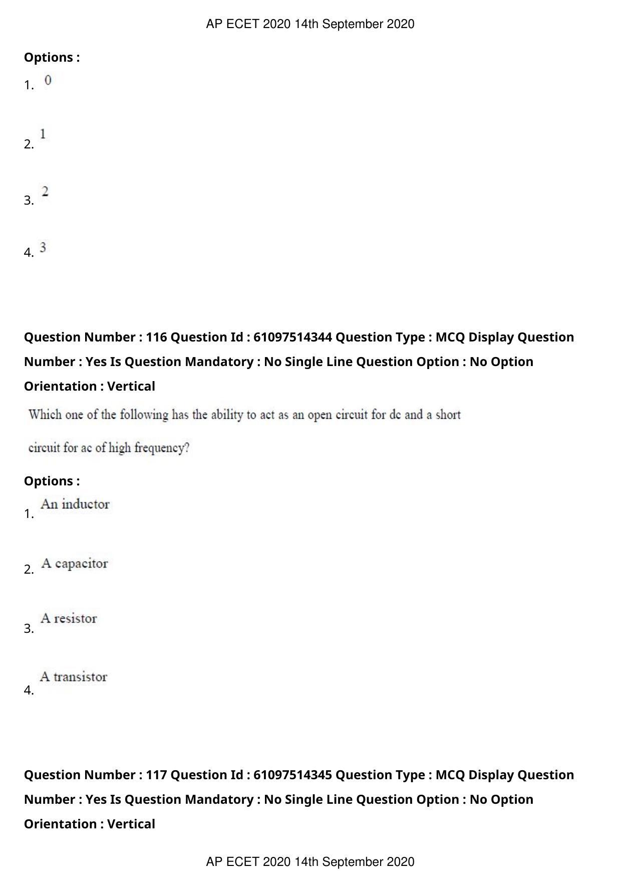 AP ECET 2020 - Electronics and Instrumentation Engineering (Preview) Question Paper With Preliminary Keys - Page 63