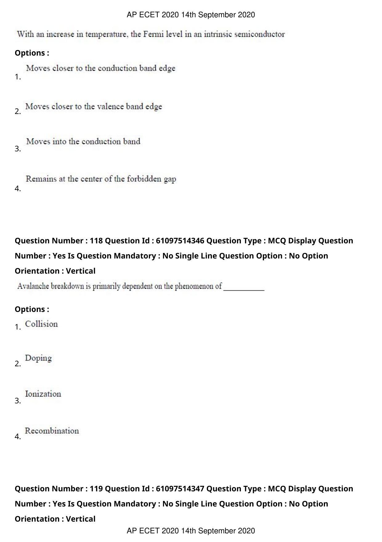 AP ECET 2020 - Electronics and Instrumentation Engineering (Preview) Question Paper With Preliminary Keys - Page 64