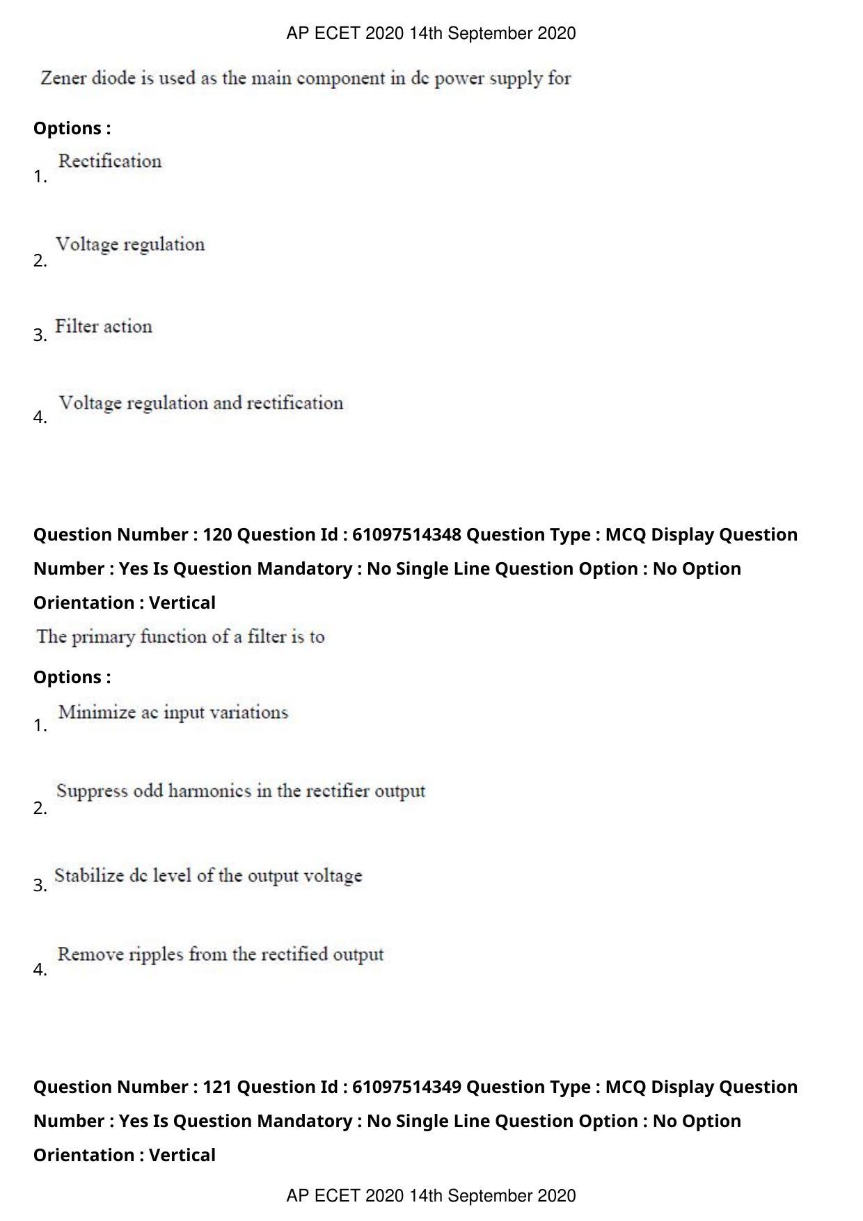 AP ECET 2020 - Electronics and Instrumentation Engineering (Preview) Question Paper With Preliminary Keys - Page 65