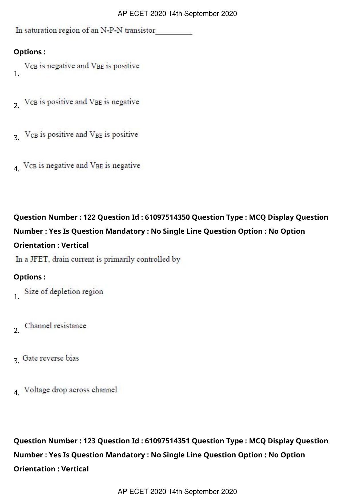 AP ECET 2020 - Electronics and Instrumentation Engineering (Preview) Question Paper With Preliminary Keys - Page 66