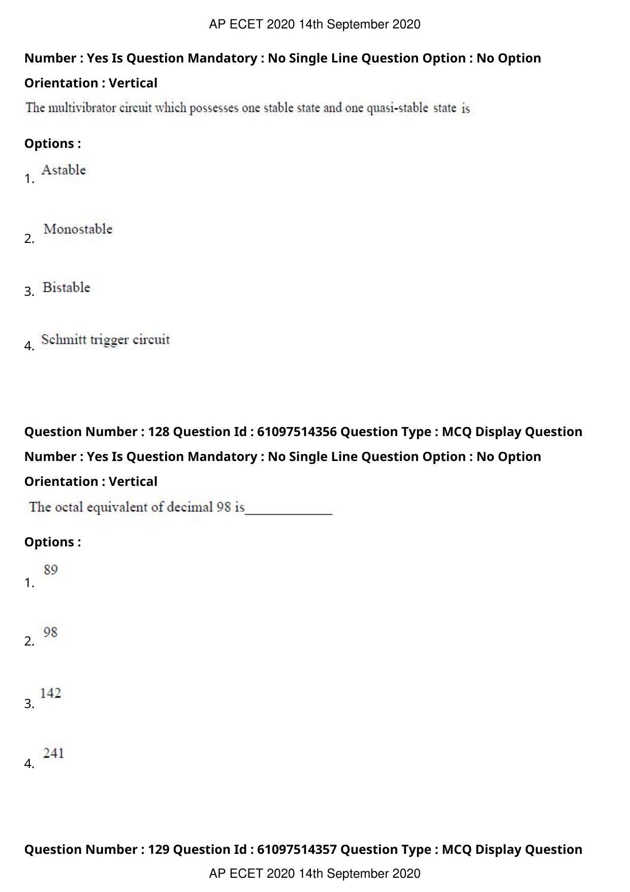 AP ECET 2020 - Electronics and Instrumentation Engineering (Preview) Question Paper With Preliminary Keys - Page 69