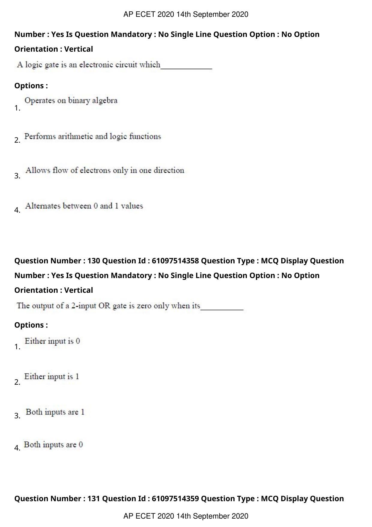 AP ECET 2020 - Electronics and Instrumentation Engineering (Preview) Question Paper With Preliminary Keys - Page 70