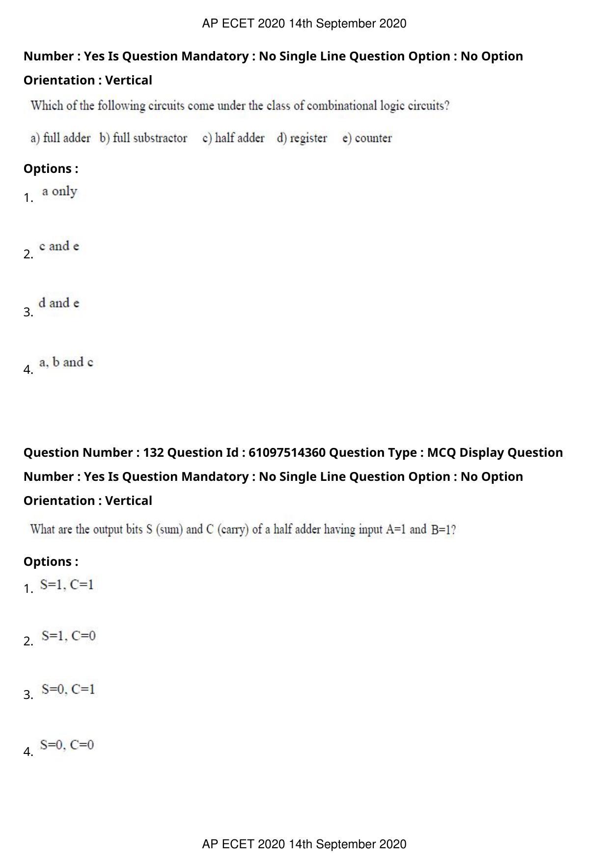 AP ECET 2020 - Electronics and Instrumentation Engineering (Preview) Question Paper With Preliminary Keys - Page 71
