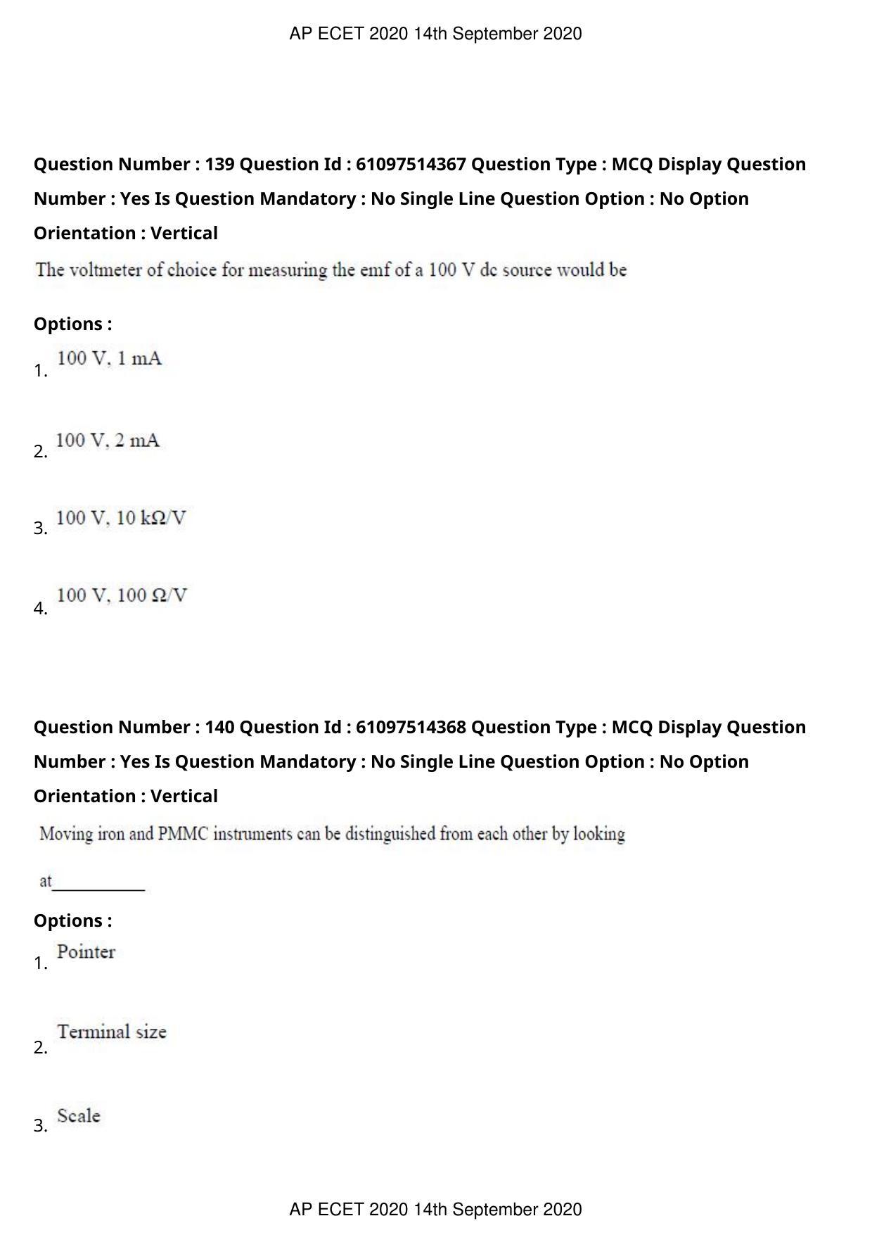 AP ECET 2020 - Electronics and Instrumentation Engineering (Preview) Question Paper With Preliminary Keys - Page 75