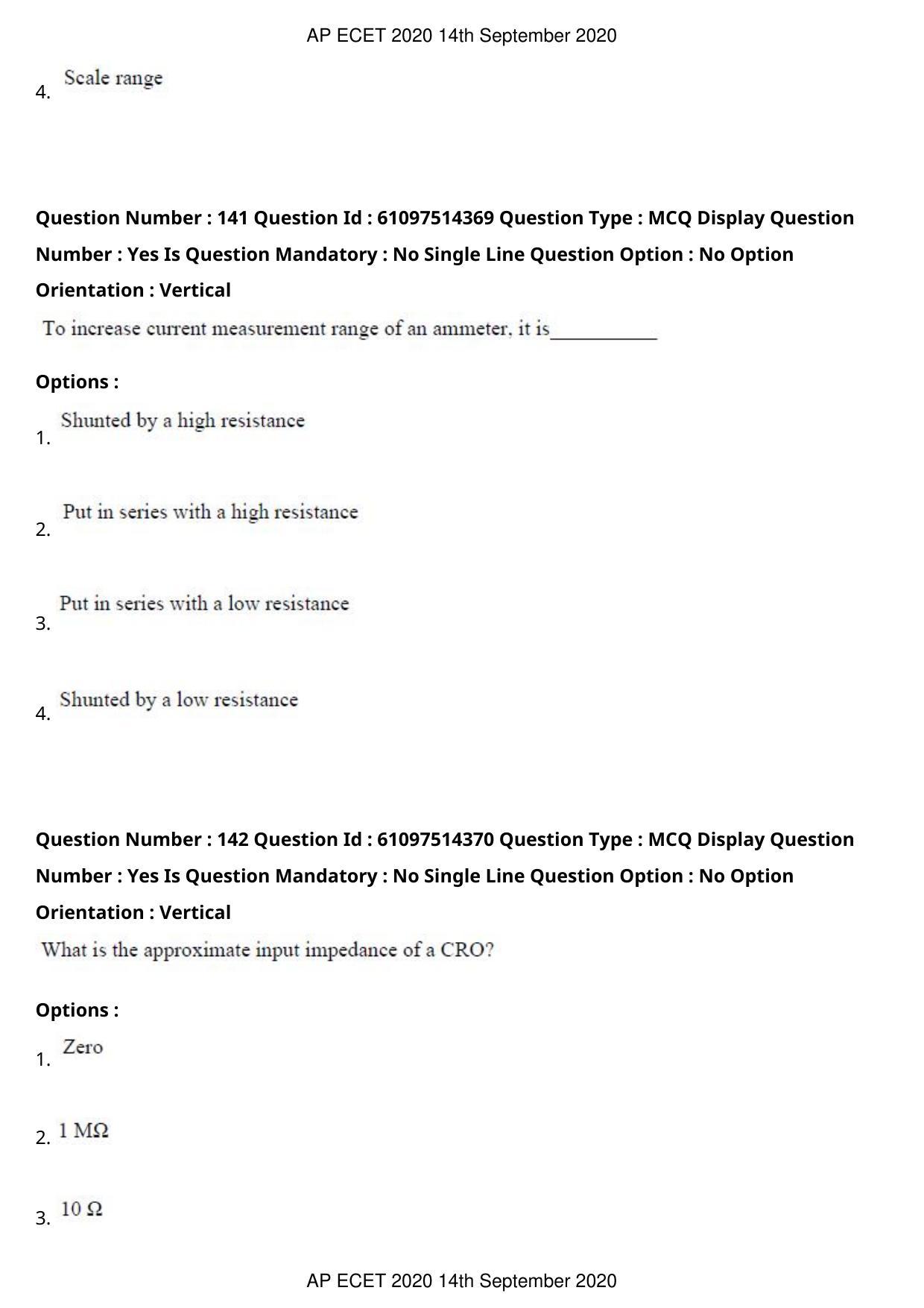 AP ECET 2020 - Electronics and Instrumentation Engineering (Preview) Question Paper With Preliminary Keys - Page 76