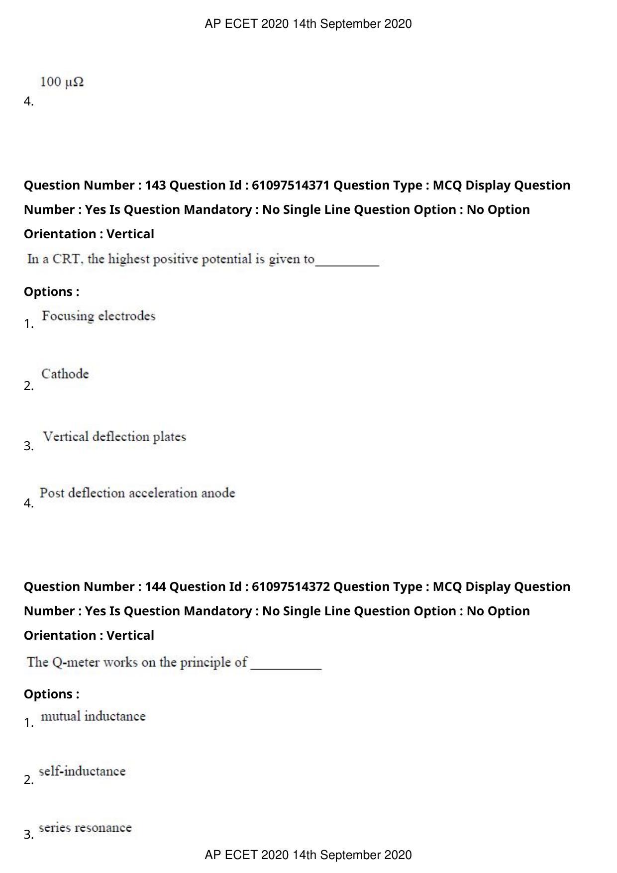 AP ECET 2020 - Electronics and Instrumentation Engineering (Preview) Question Paper With Preliminary Keys - Page 77