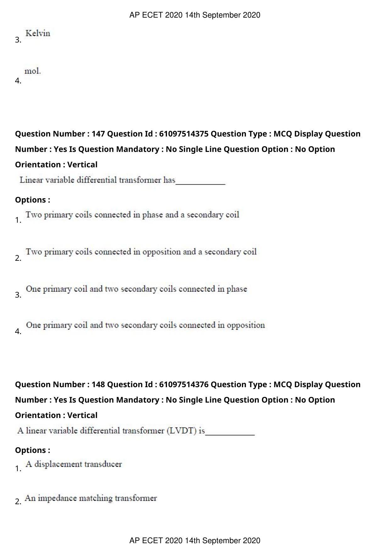 AP ECET 2020 - Electronics and Instrumentation Engineering (Preview) Question Paper With Preliminary Keys - Page 79