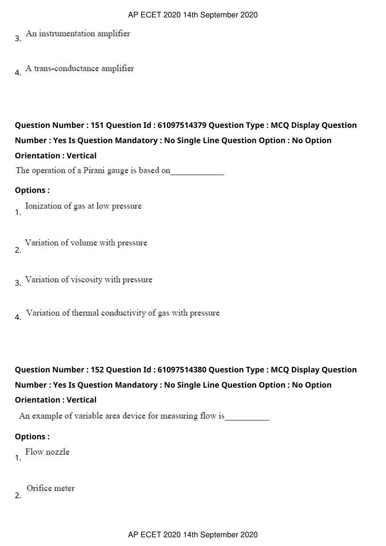 AP ECET 2020 - Electronics and Instrumentation Engineering (Preview) Question Paper With Preliminary Keys - Page 81