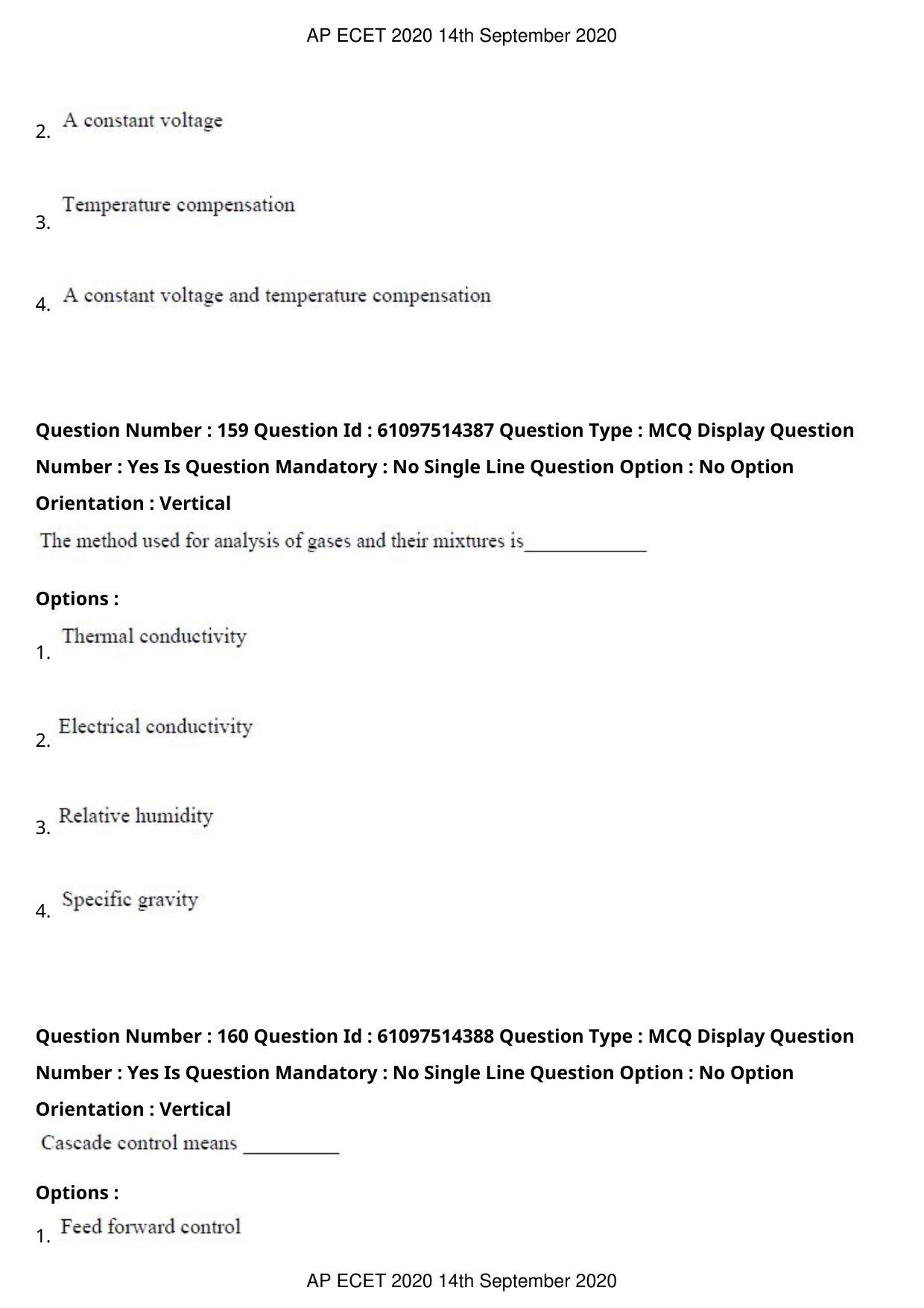 AP ECET 2020 - Electronics and Instrumentation Engineering (Preview) Question Paper With Preliminary Keys - Page 85