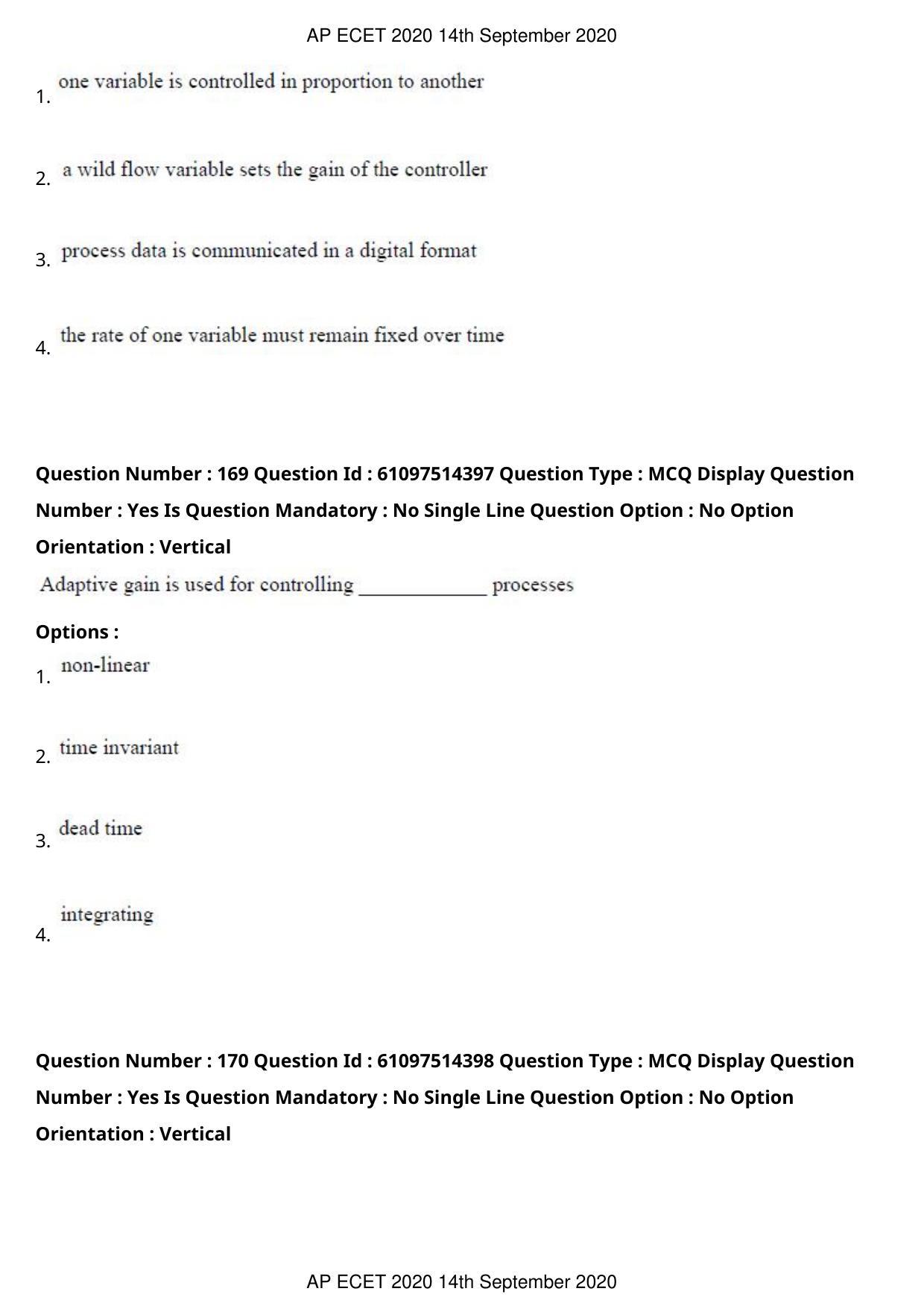 AP ECET 2020 - Electronics and Instrumentation Engineering (Preview) Question Paper With Preliminary Keys - Page 90