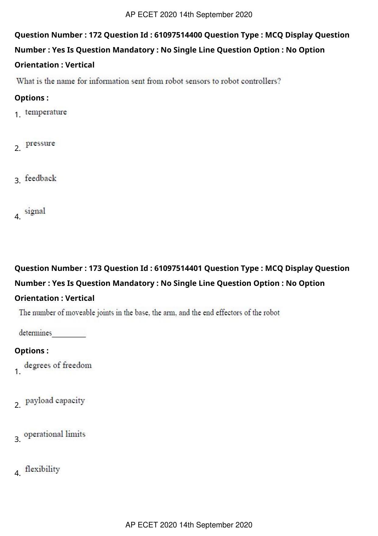 AP ECET 2020 - Electronics and Instrumentation Engineering (Preview) Question Paper With Preliminary Keys - Page 92