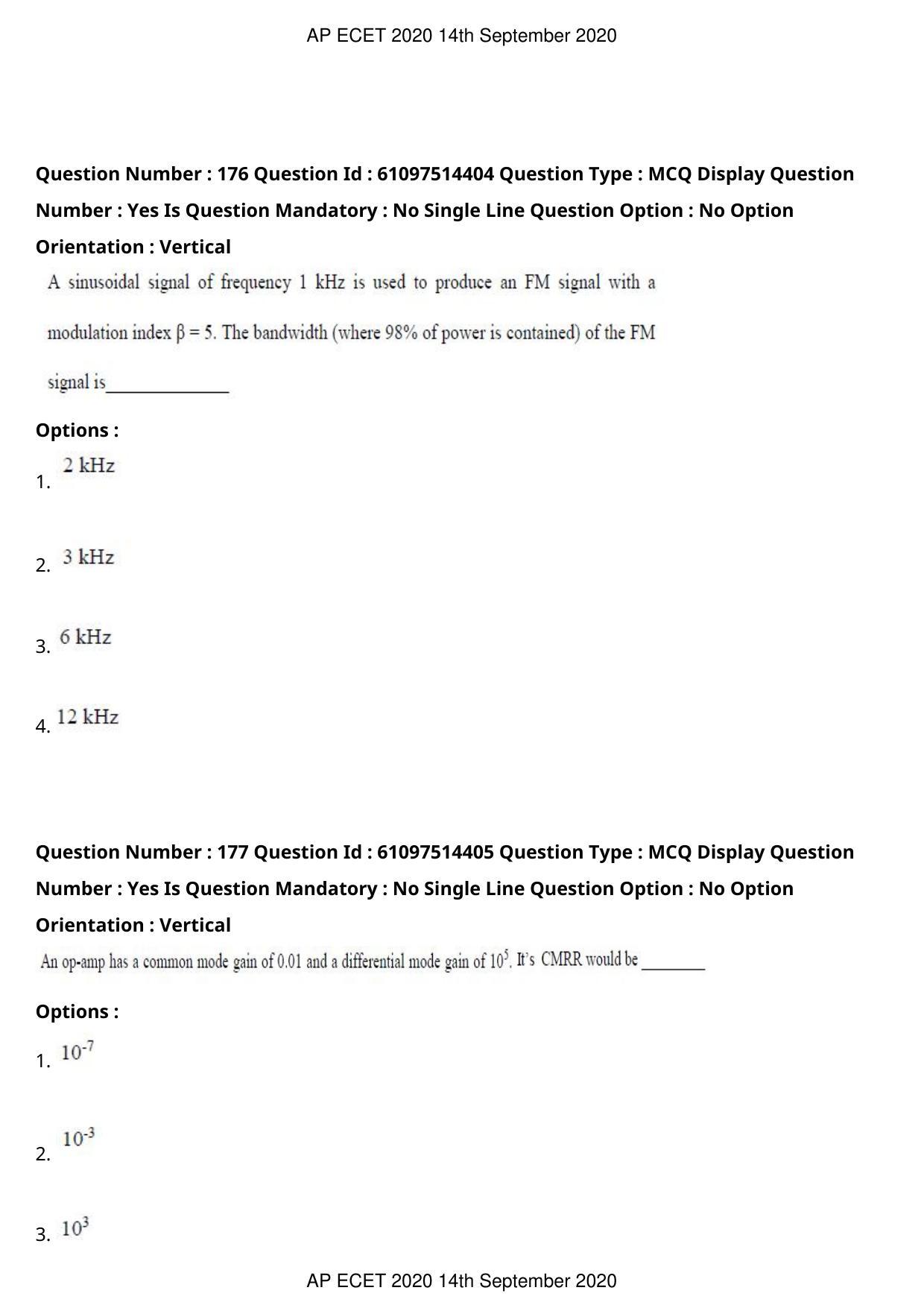 AP ECET 2020 - Electronics and Instrumentation Engineering (Preview) Question Paper With Preliminary Keys - Page 94
