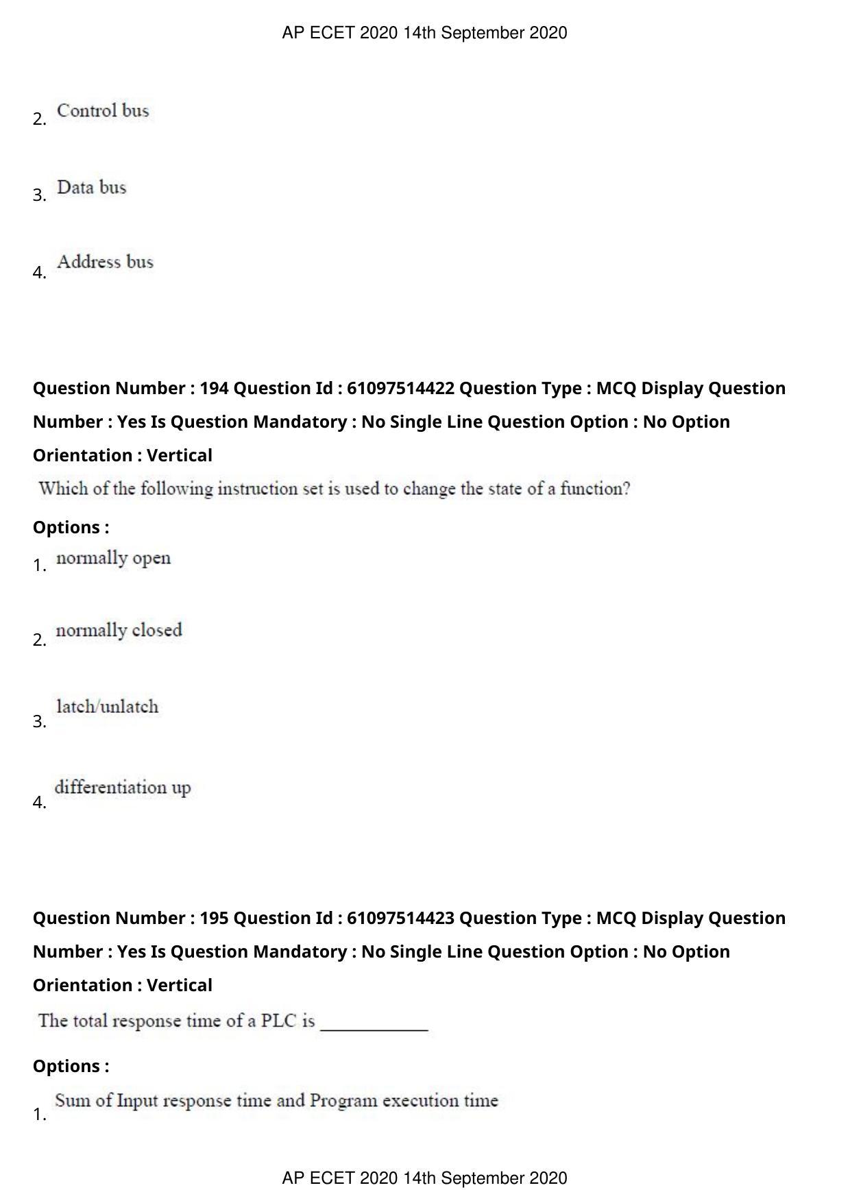 AP ECET 2020 - Electronics and Instrumentation Engineering (Preview) Question Paper With Preliminary Keys - Page 103