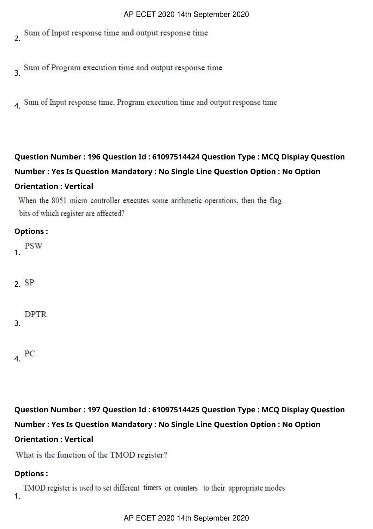 AP ECET 2020 - Electronics and Instrumentation Engineering (Preview) Question Paper With Preliminary Keys - Page 104