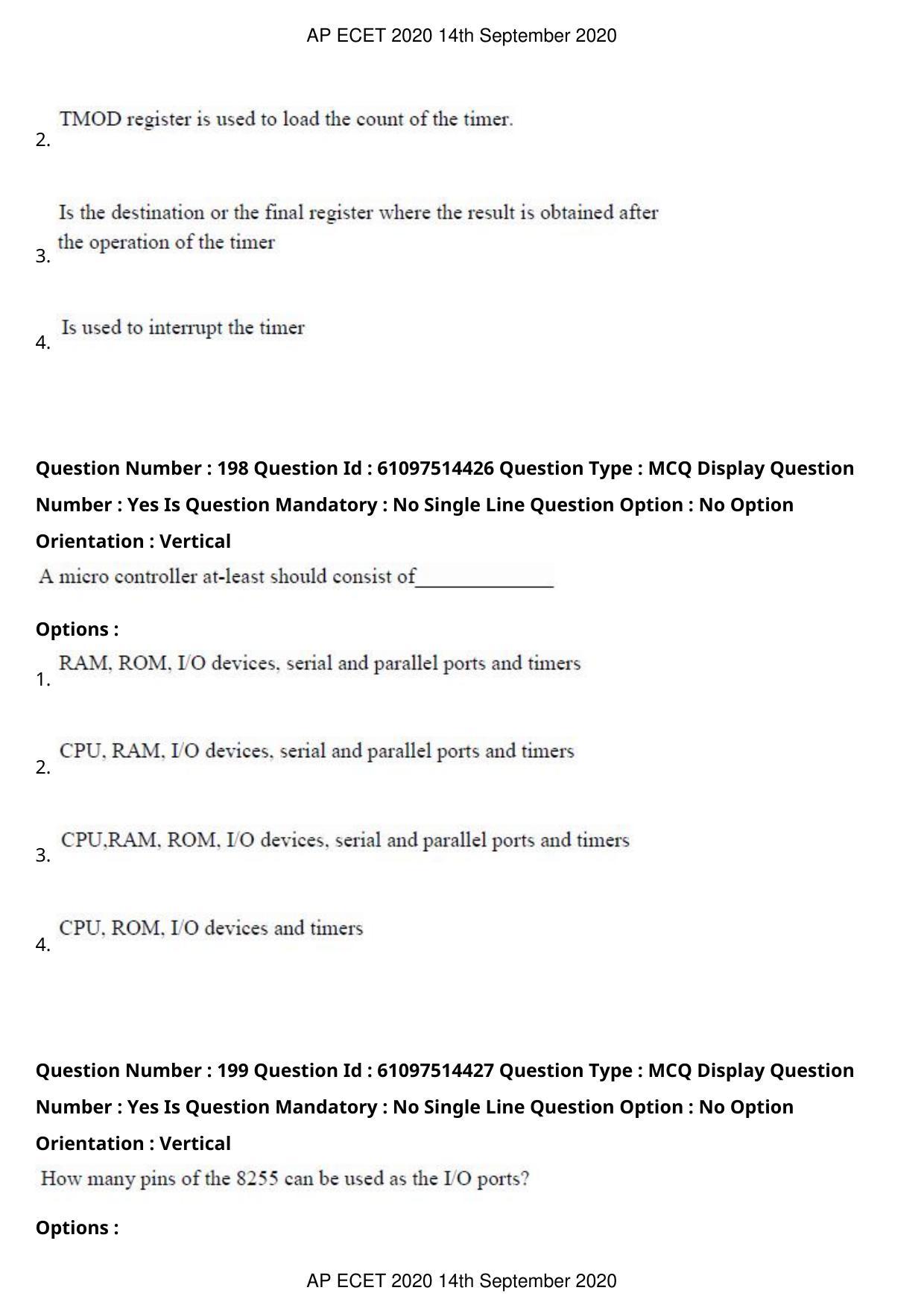AP ECET 2020 - Electronics and Instrumentation Engineering (Preview) Question Paper With Preliminary Keys - Page 105