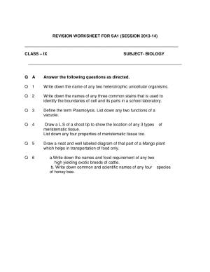 CBSE Worksheets for Class 9 Biology SA1 Worksheet Assignment 