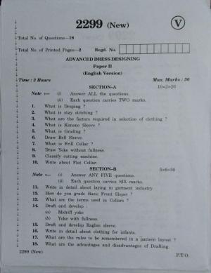 AP Inter 2nd Year Vocational Question Paper March - 2020 - Advanced Dress Designing - II (new)