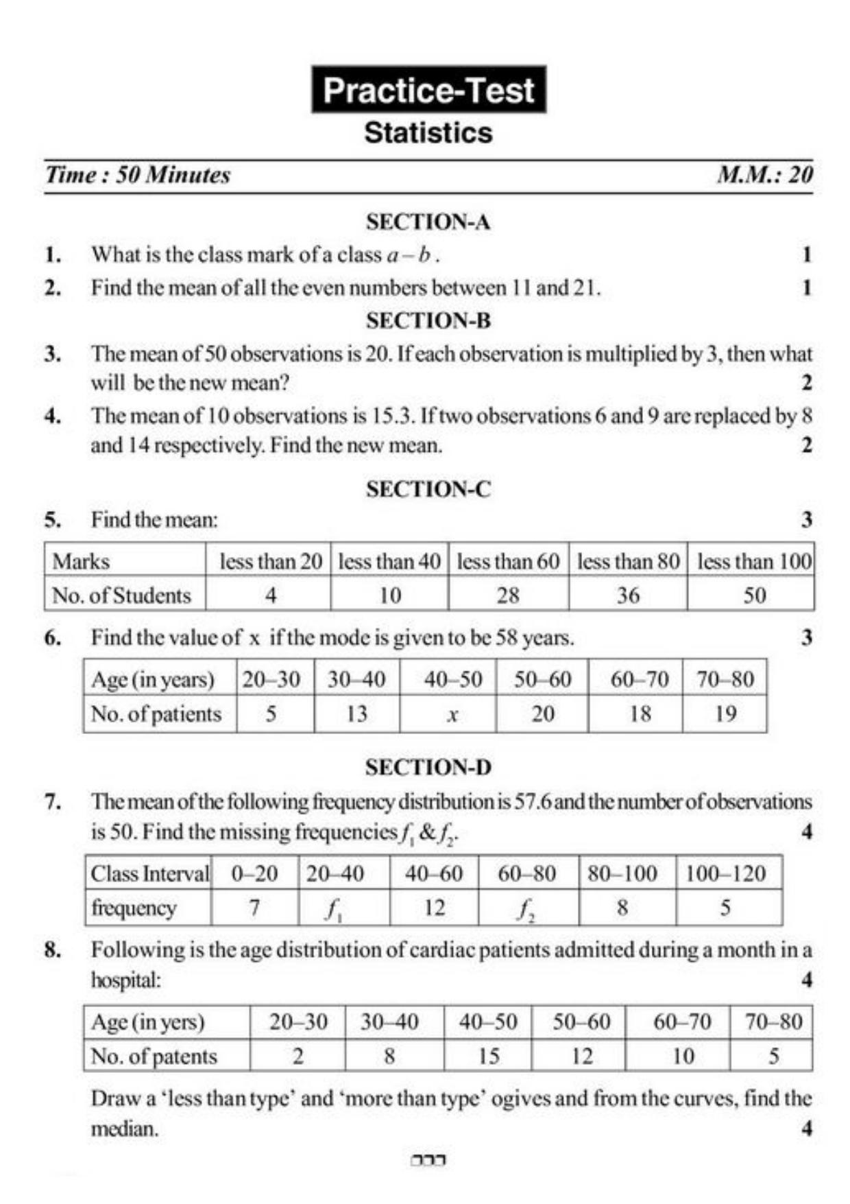 Class 10 Notes, Question & Practice Paper - Mathematics (Topic 14 : Statistics) - Page 11