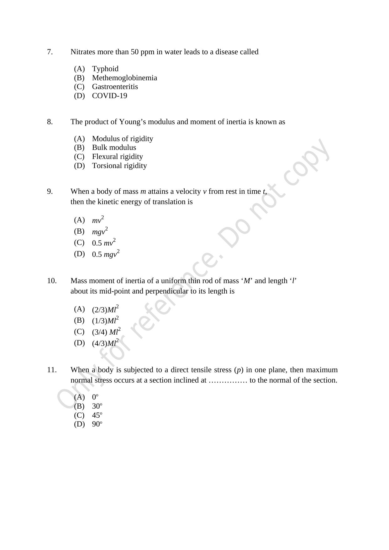 CUSAT CAT 2021 Engineering Science Question Paper - Page 2