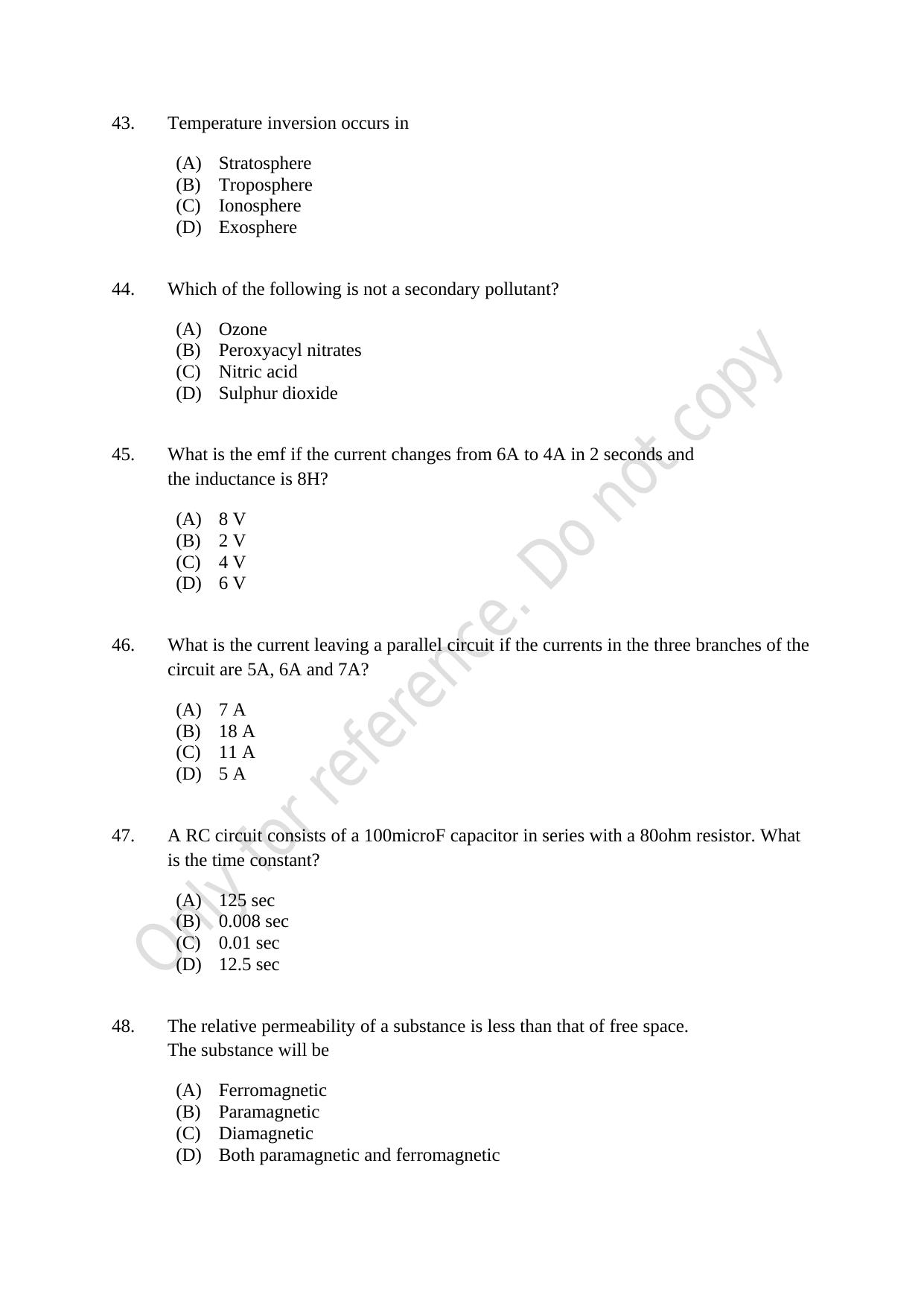 CUSAT CAT 2021 Engineering Science Question Paper - Page 9