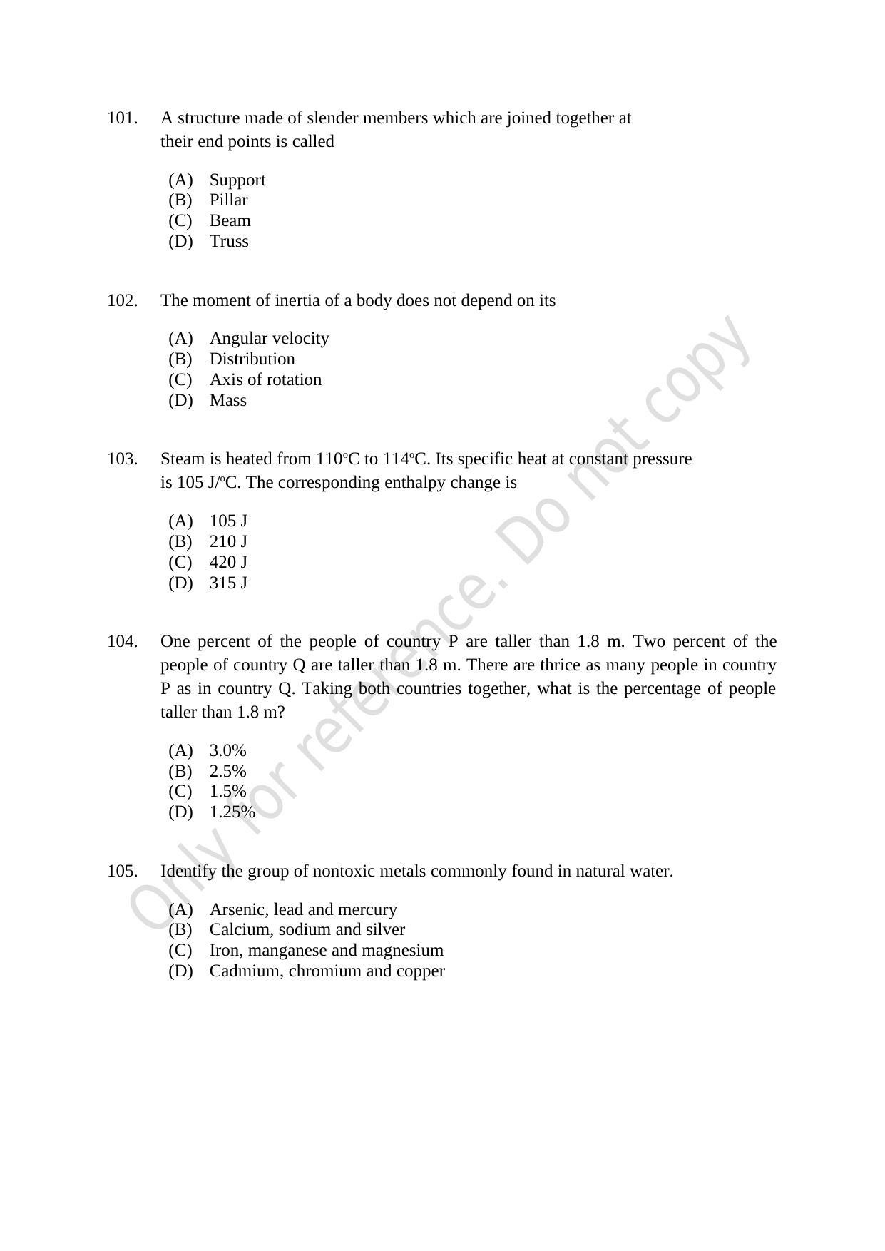 CUSAT CAT 2021 Engineering Science Question Paper - Page 19