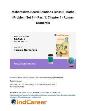 Maharashtra Board Solutions Class 5-Maths (Problem Set 1) - Part 1: Chapter 1- Roman Numerals