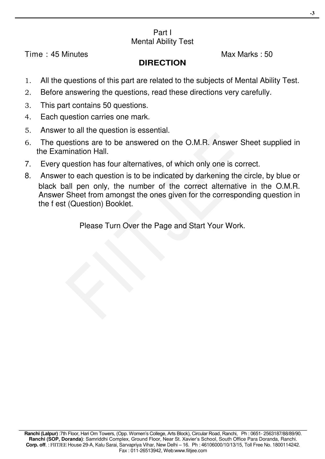 Jharkhand (JAC) NTSE 2015-15 (MAT & SAT) Answer Key - Page 3
