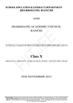 Jharkhand (JAC) NTSE 2015-15 (MAT & SAT) Answer Key