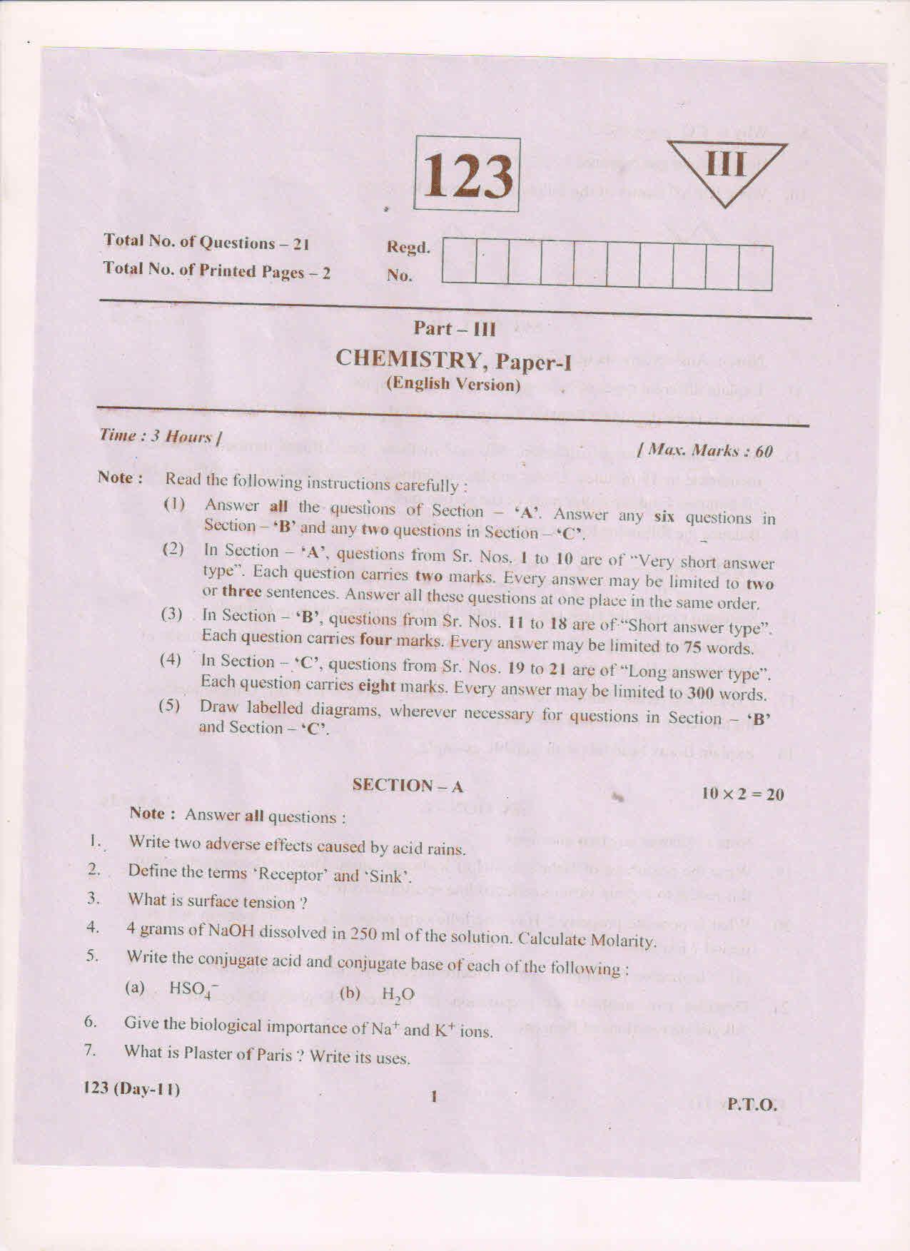 AP Inter 1st Year Chemistry-I (EM) March 2018 (General) Question Paper - Page 1