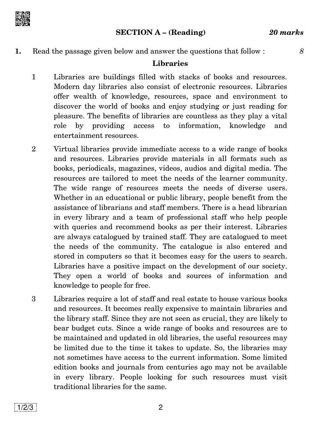 CBSE Class 10 1-2-3 ENGLISH COMMUNICATIVE 2019 Question Paper - Page 2