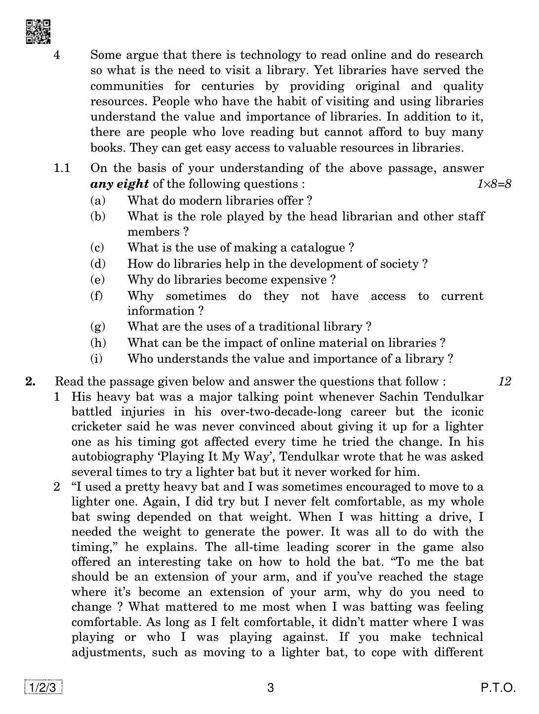 CBSE Class 10 1-2-3 ENGLISH COMMUNICATIVE 2019 Question Paper - Page 3