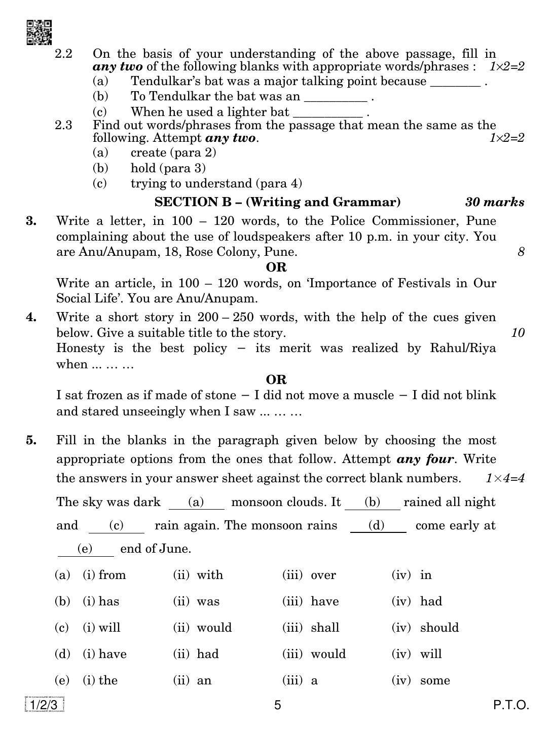 CBSE Class 10 1-2-3 ENGLISH COMMUNICATIVE 2019 Question Paper - Page 5