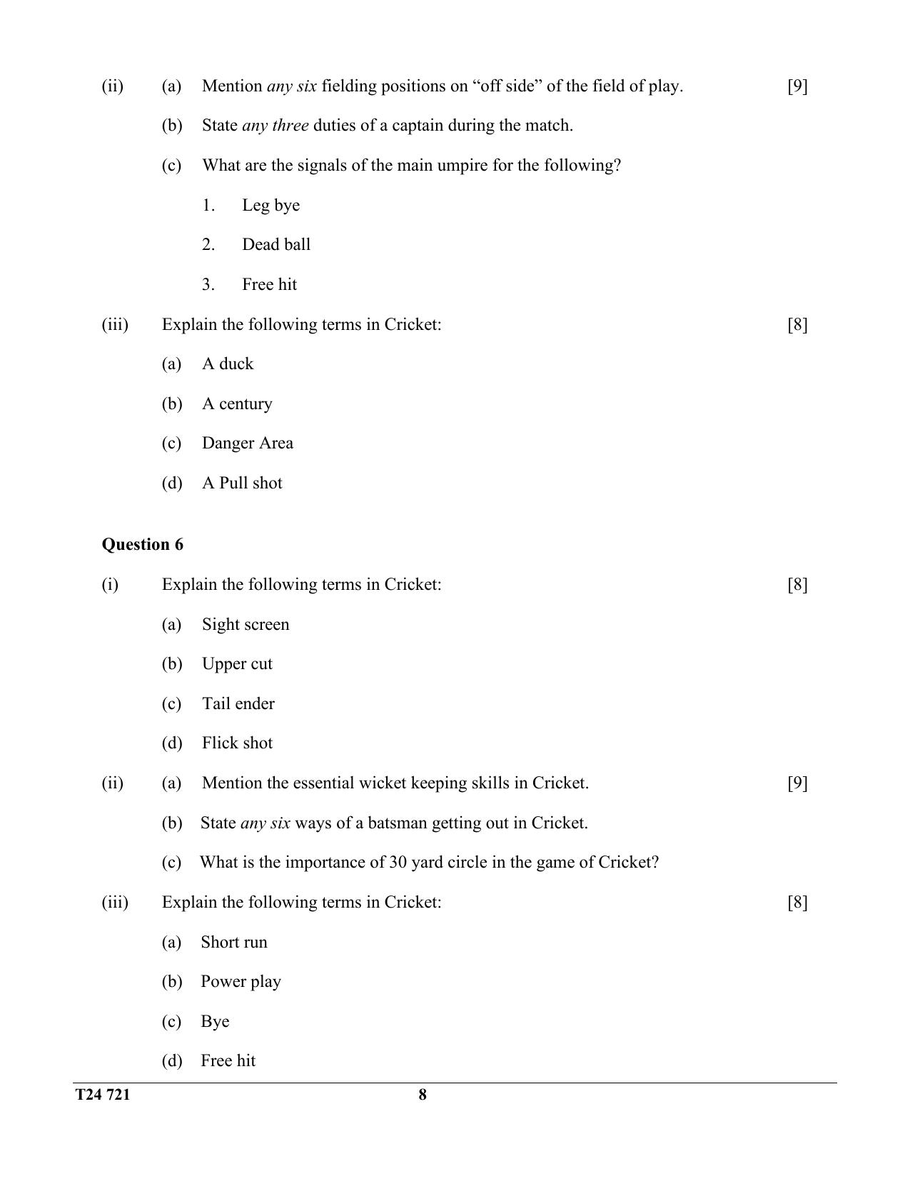 ICSE Class 10 Physical Education 2024 Question Paper - Page 8