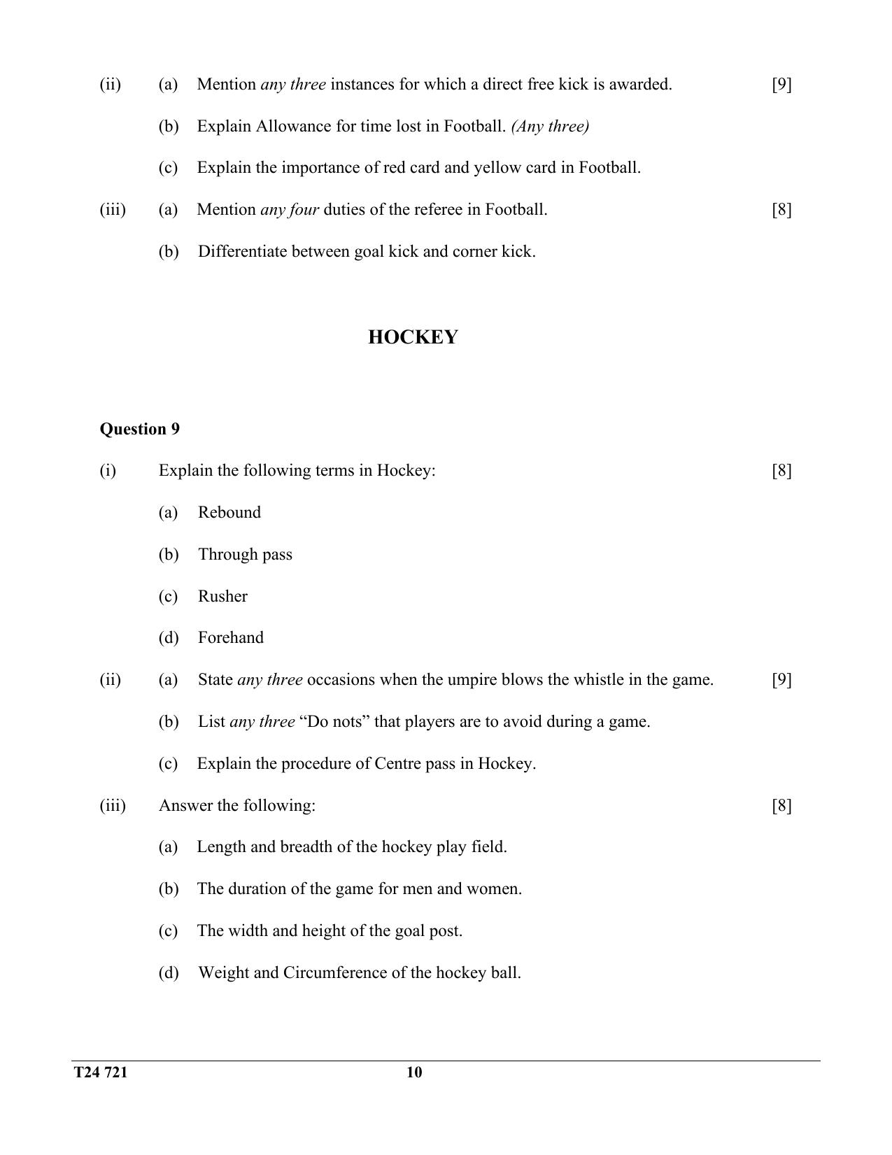 ICSE Class 10 Physical Education 2024 Question Paper - Page 10