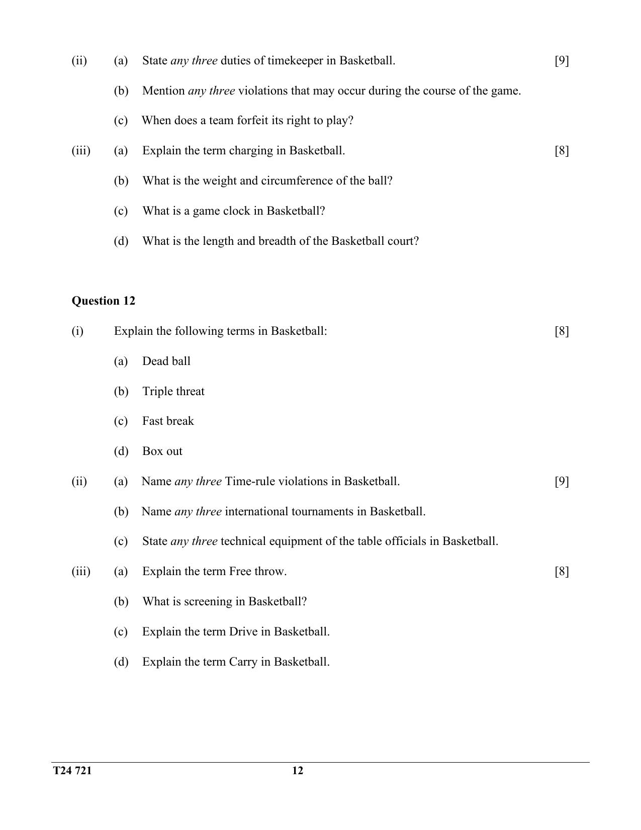 ICSE Class 10 Physical Education 2024 Question Paper - Page 12